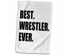 3dRose catcheur jamais, Fun, Wrestling Sport Cadeau Serviette de Texte, Noir et Blanc, Multicolore, 15Â x 55,9Â cm