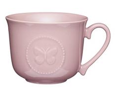 Kitchen Craft KCMBFAST121 Tasse Ã DÃ©jeuner Papillon, Porcelaine, Rose, 20 cm