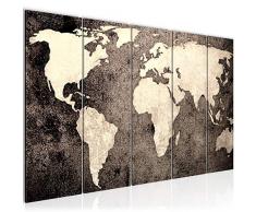 Tableau decoration murale Carte du monde 200 x 80 cm - XXL Impression sur Toile Salon Appartment 5 Parties - prÃªt Ã accrocher - 101755c