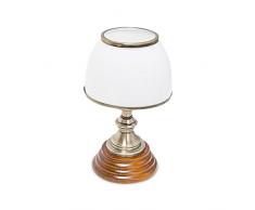 Relaxdays 10018911 Luminaire Déco petite Lampe de Table Abat-Jour en Verre Blanc Socle en Bois Véritable HxlxP: 37 x 30 x 20,5 cm style ancien vintage