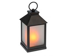 Idena Lanterne effet flamme avec Ã©clairage LED et fonction minuterie, Plastique, Noir, 10 x 10 x 22 cm