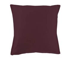 Essix - Taie doreiller Royal Line Percale de Coton Sangria 65 x 65 cm