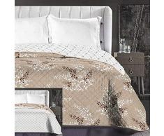 DecoKing Collection Calluna Couvre-lit Beige Cappuccino Ecru Jeté de lit Double Face Facile dentretien Fleurs Motif Floral Crème Ivory Hypnosis, Polyester, Crème/Beige, 220 x 240 cm