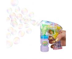 Relaxdays Pistolet à bulles machine à bulles savon canon à bulles lumière LED HxlxP: 14,5 x 11,5 x 5 cm, transparent