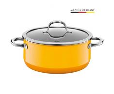 Silit 2101298120 Faitout Bas avec Couvercle, Ãmail, Jaune, 24 cm