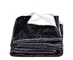 zoeppritz since 1828 Crack - Plaid Doudou - Plaid - Style Antique Glitter - 145 x 200 cm - De, Polyester, 980 Black, 145x200cm