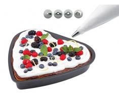 CHG 287-06 Ensemble Moule à gâteau en Forme de cÅur et Poche à Douille