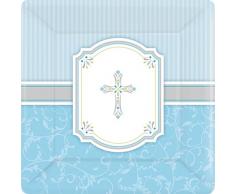 amscan International Lot de 8 Assiettes en Carton de Communion Bleu 25,4Â cm