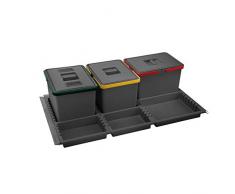 ELLETIPI Metropolis ptc22 09050 1 F C10 PPV Poubelle de tri sélectif de tiroir, Gris, 81 x 46 x 22 cm