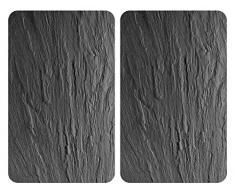 WENKO Plaque de protection en verre universel Ardoise - set de 2, pour tous les types de cuisinières, Verre trempé, 30 x 52 cm, Multicolore