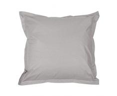 Vent du sud TOMANOIRCEN Manoir Taie dOreiller Unie en Coton Percale Cendre 65 x 65 cm