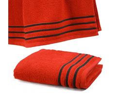 Drap De Douche 70x140 cm 100% Coton - 550 grS/m2 Rouge avec Liserets Noir