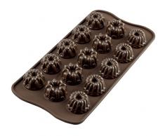 Silikomart 22.119.77.0065 SCG19 Moule pour Chocolat Thème Fantaisie 15 Cavités Silicone Marron
