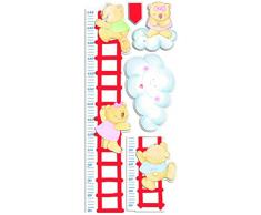 Crearreda 13102 Moderne Toise AdhÃ©sive Ours et Nuages 3D Taille ML Mousse EVA Rouge 50 x 30 x 0,5 cm