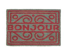 Premier Housewares Bonjour Paillasson, Coco, PVC, Rouge/Gris, 40Â x 60Â x 2Â cm