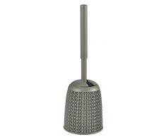CURVER 235194 Brosse WC avec Support Aspect Tricot, Plastique, Marron, 14 x 14 x 43 cm