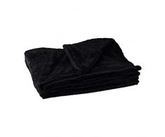 Relaxdays Couverture grande polaire douce plaid moelleuse douillet lavable 30°C HxlxP: 1 x 150 x 200 cm, noir