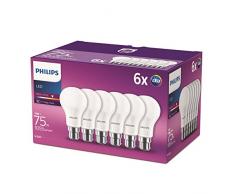 Philips Lot de 6 Ampoules LED Standard Culot B22, 11W Ã©quivalent 75W, Blanc Chaud 2700K, DÃ©polie