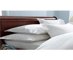 Balmoral Lot de 2 taies doreiller de en Percale brodées, Blanc, 75 x 50 x 0.5 cm