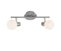 Brilliant AG G16313/13 Plafonnier LED Ã 2 lumiÃ¨res, MÃ©tal, E14, 3 W, Acier/Verre Blanc