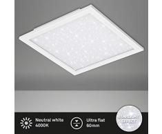 Briloner Leuchten 7392-016 Panneau LED, plafonnier avec décor étoilé, 4.100 lumens, 4.000 Kelvin, 38 Watt, blanc, 595x595x60mm (Lxlxh), Métal