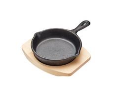 KitchenCraft Master Mini poÃªle en fonte avec plateau en bois, 11.5cm