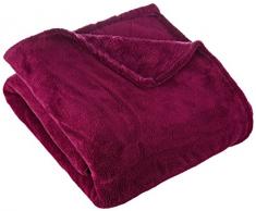 Plaid SHERPA - Doux et confortable - 100 % POLYESTER - OURSON - Raisin O21 - 130 x 180