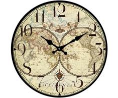 BUVU vm13sv064Â Vintage Verre Horloge Murale, Gris, 30Â x 30Â x 3Â cm