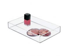 iDesign boîte de rangement pour tiroir salle de bain ou cuisine, très grand organisateur tiroir en plastique sans BPA, rangement maquillage empilable pour cosmétiques, transparent