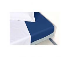 Vent Du Sud Drap Housse Uni en Coton Percale, Océan, 200x160 cm