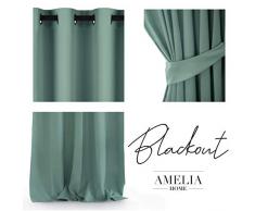 AmeliaHome Rideau occultant en Polyester Menthe 140 x 245 cm