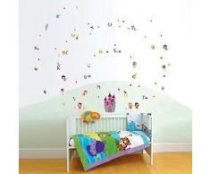 COM-Château dange WS3022 + Alphabet WS3012 Stickers Walplus enfant/ange/princesse/château/alphabet/filles, mélange de couleurs