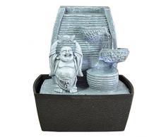 ZenLight Fontaine dIntérieur Mur Bouddha Rieur Gris Pierre/Noir 20 x 15 x 24 cm