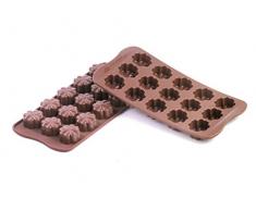 Silikomart 22.108.77.0065 SCG08 Fleury Moule pour Chocolat Forme Fleur Silicone Marron