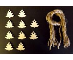 Derwent Laser Craft Mini en Forme de Sapin de Noël en Bois 30 mm étiquettes Cadeau/décoration de Noël Lot de 10 Formes