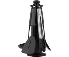 Joseph Joseph - Elevate - Set de 6 Ustensiles de Cuisine avec Porte-Ustensiles rotatif - Gris et Inox