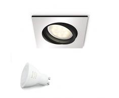 Philips Hue Luminaire télécommandé Spot encastré MILLISKIN Carré Chrome - Fonctionne avec Alexa