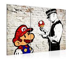 Tableau decoration murale Banksy Super Mario 120 x 80 cm - XXL Impression sur Toile Salon Appartment 3 Parties - prÃªt Ã accrocher - 303031a