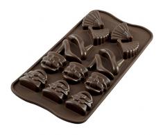 Silikomart 22.114.77.0065 SCG14 Moule pour Chocolat Thème Couture 14 Cavités Silicone Marron