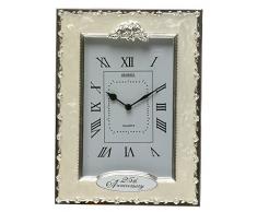Shudehill Clocks-Horloge de Table à Quartz pour 25e Anniversaire de Mariage Argenté 19,5 x 14,5 cm