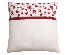 Soleil docre Coussin brodé en Coton 40x40 cm Eloise, Rouge, 40 x 40 cm