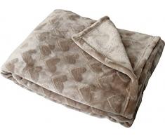 Enjoy Home PBRUNA130160 Plaid Flanel Frappé Polyester Naturel 160 x 130 cm