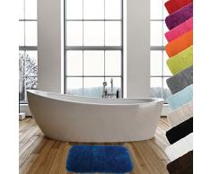 MSV Tapis Microfibre 50x70cm Bleu fonçé 100% Polyester, Latex