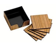 Premier Housewares 1203527 Ensemble de 6 Dessous de Verres et Porteur en Plastique et Placage de Bois