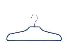 MSV 244 Lot de 3 Cintres RevÃªtement PVC/MÃ©tal ChromÃ© Bleu FoncÃ© 43 x 23 x 0,1 cm