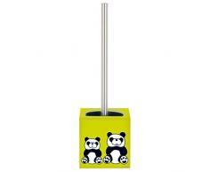 MSV 141394 Brosse de WC Panda, Acier Inoxydable, Argent/Vert/Noir/Blanc, 30 x 20 x 15 cm