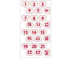 24 Figurines cÅur en Feutre - Rouge sur Blanc