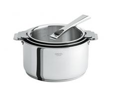 Cristel - S3CQMP- Série de 3 Casseroles inox 16-18-20cm -sans poignée- Collection Casteline