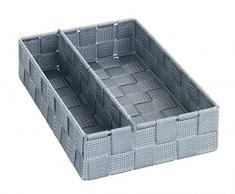 WENKO Organiseur de cuisine Adria M - avec cloison de sÃ©paration amovible, 18 x 6 x 26 cm, Gris