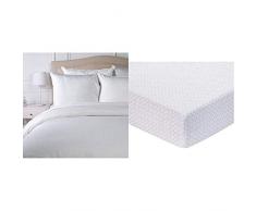 AmazonBasics Parure de lit avec Housse de Couette en Microfibre, Gris quadrillÃ©, 260 x 240 cm & Drap-Housse en Microfibre Gris quadrillÃ© 180Â xÂ 200Â xÂ 30Â cm